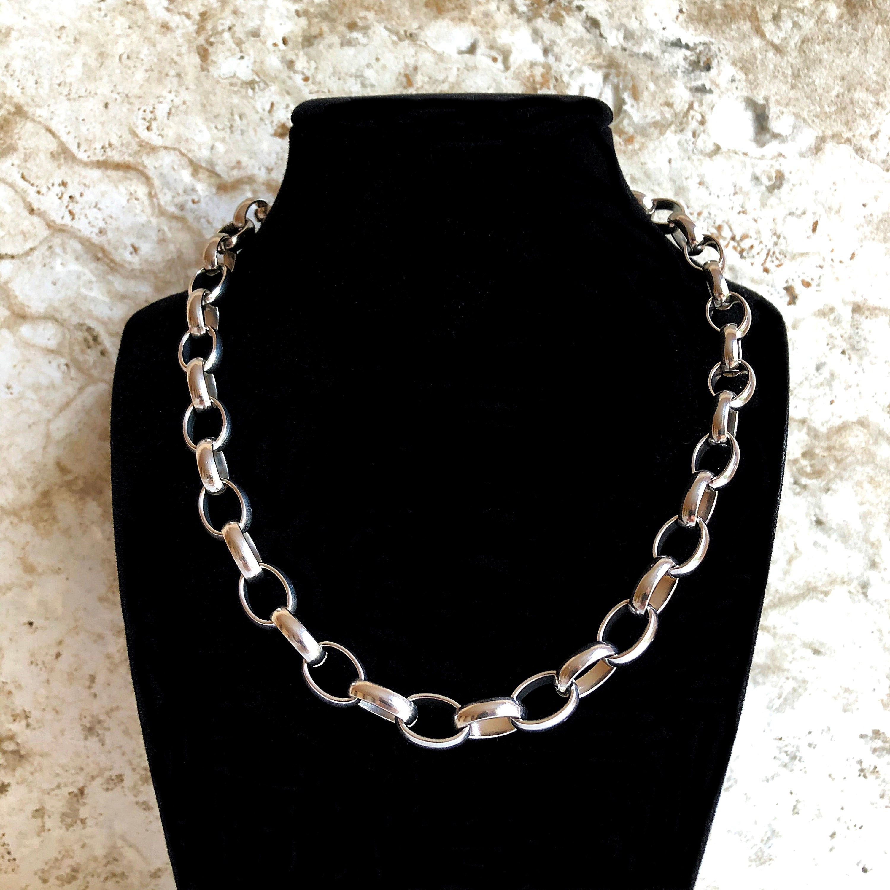 10mm Width Silver Shiny Color Stainless Steel Chains Necklace Ellipse Links Customisable Size Unisex Jewelry Tarnish Resistant Very Strong